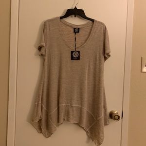 Tan striped swing tee